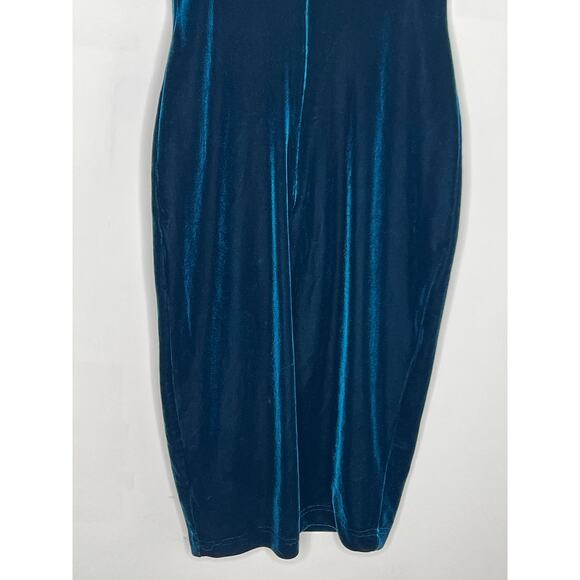 Nookie Voodoo Velour Velvet Bodycon Midi Dress Teal Green Women's Size Small - Picture 10 of 10